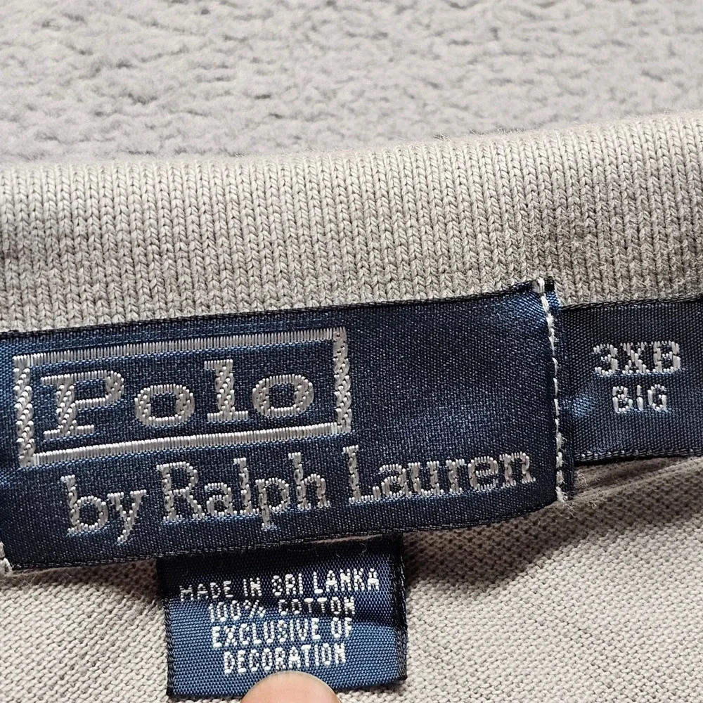 Polo Ralph Lauren Mens 3XB Gray Short Sleeve Pique Cotton Pony Logo Polo Shirt